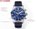 Perfect replica TW factory IWC pilot IW378003 blue dial Swiss 7750 mechanical watch 